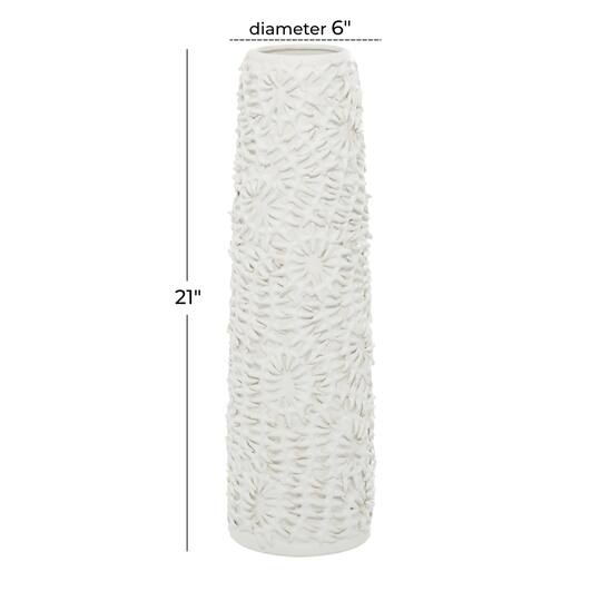 White Ceramic Contemporary Vase, 21" x 6" x 6"